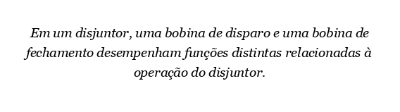 O que são uma bobina de disparo e uma bobina fechada em um disjuntor?