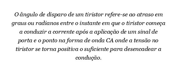 Qual é o ângulo de disparo de um tiristor?